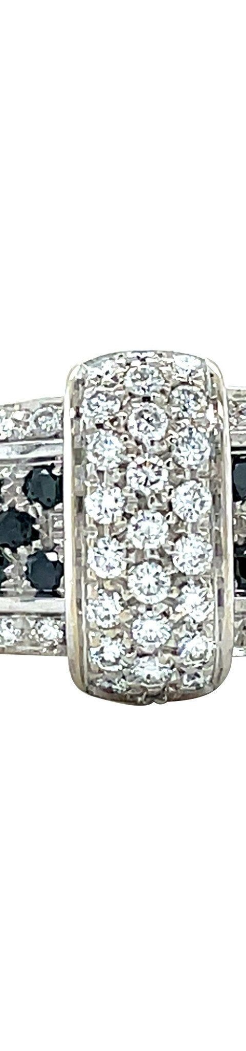 Vintage 18K White Gold Buckle Ring with Diamond